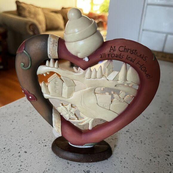 Take Heart Santa 2008 Enesco At Christmas All Roads Lead Home Village Scene - Picture 2 of 7